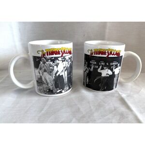 Vintage Set Of 2The Three Stooges Larry Curly and Moe Ceramic Coffee Mugs
